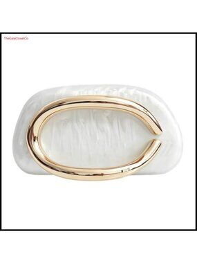 Acrylic Clutch Purse Round Evening Bag with Metal Handlebars